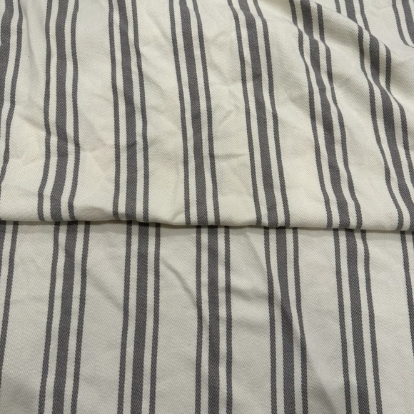 Free People Striped Poncho Wrap Cape Fringe Hem One Sz Cream Gray Boho Festival - Picture 8 of 9